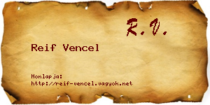 Reif Vencel névjegykártya
